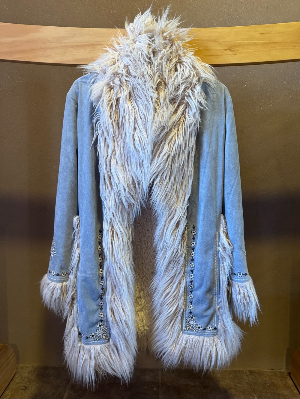 Spell Joplin Jacket Blue Suede Faux Fur - Picture 6 of 13